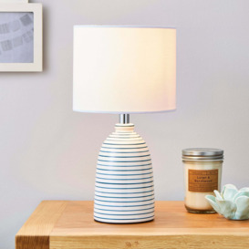 Tenby Ceramic White and Blue Table Lamp White