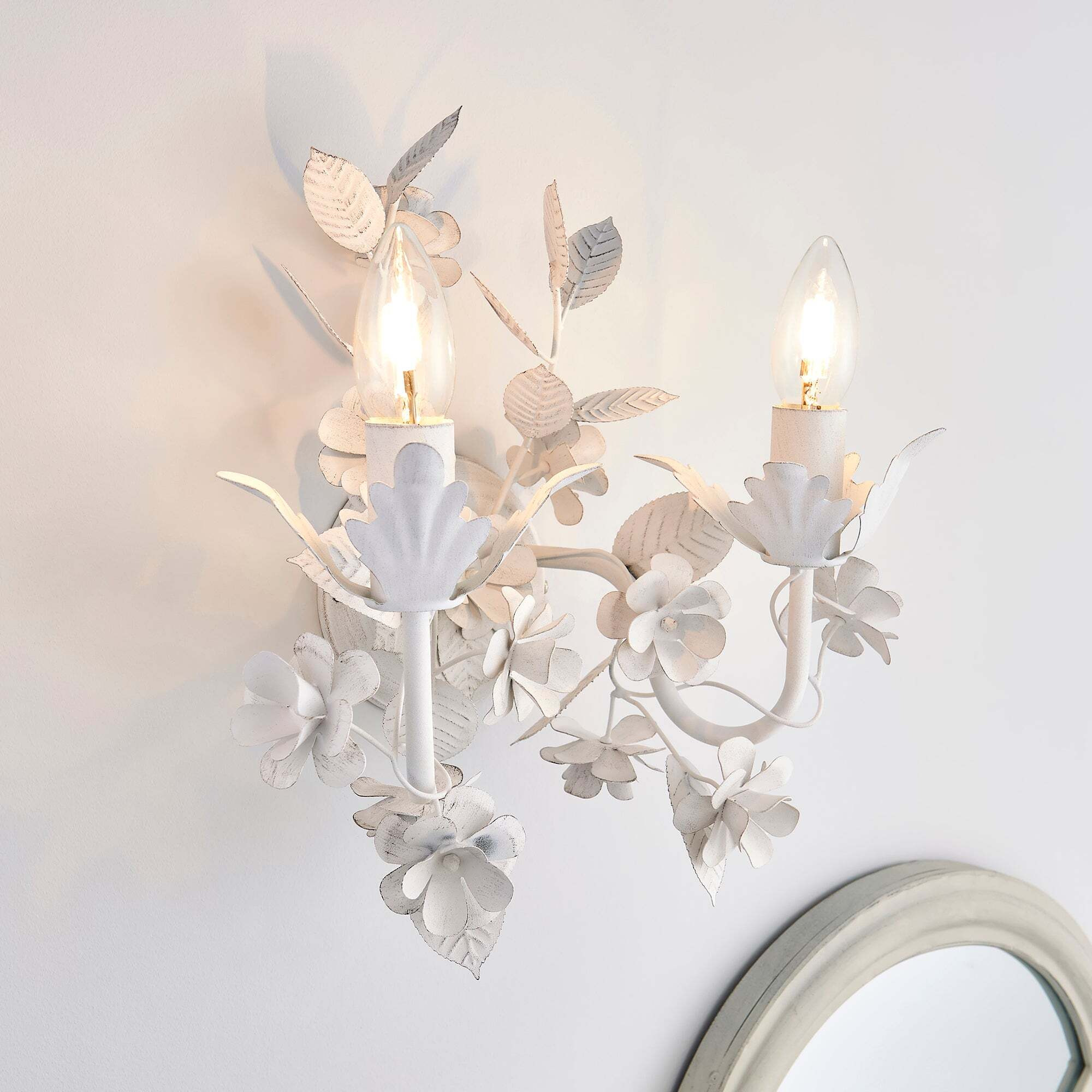 Chateau 2 Light Candelabra White Wall Light White