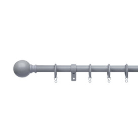 Ashton Extendable Metal Curtain Pole with Rings Grey