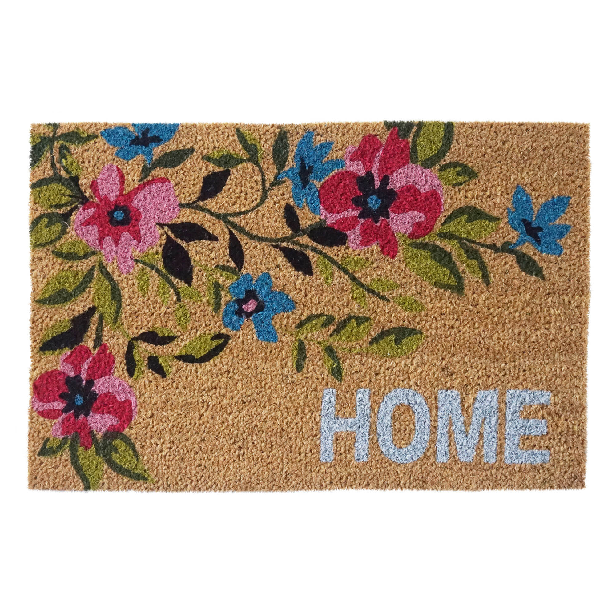 Floral Home Doormat Brown