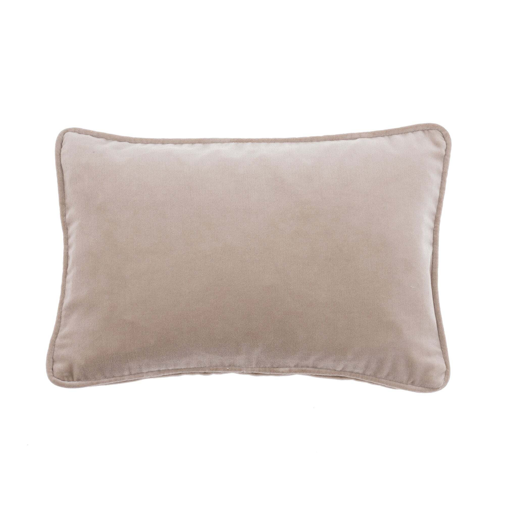 Clara Cotton Velvet Rectangle Cushion Beige