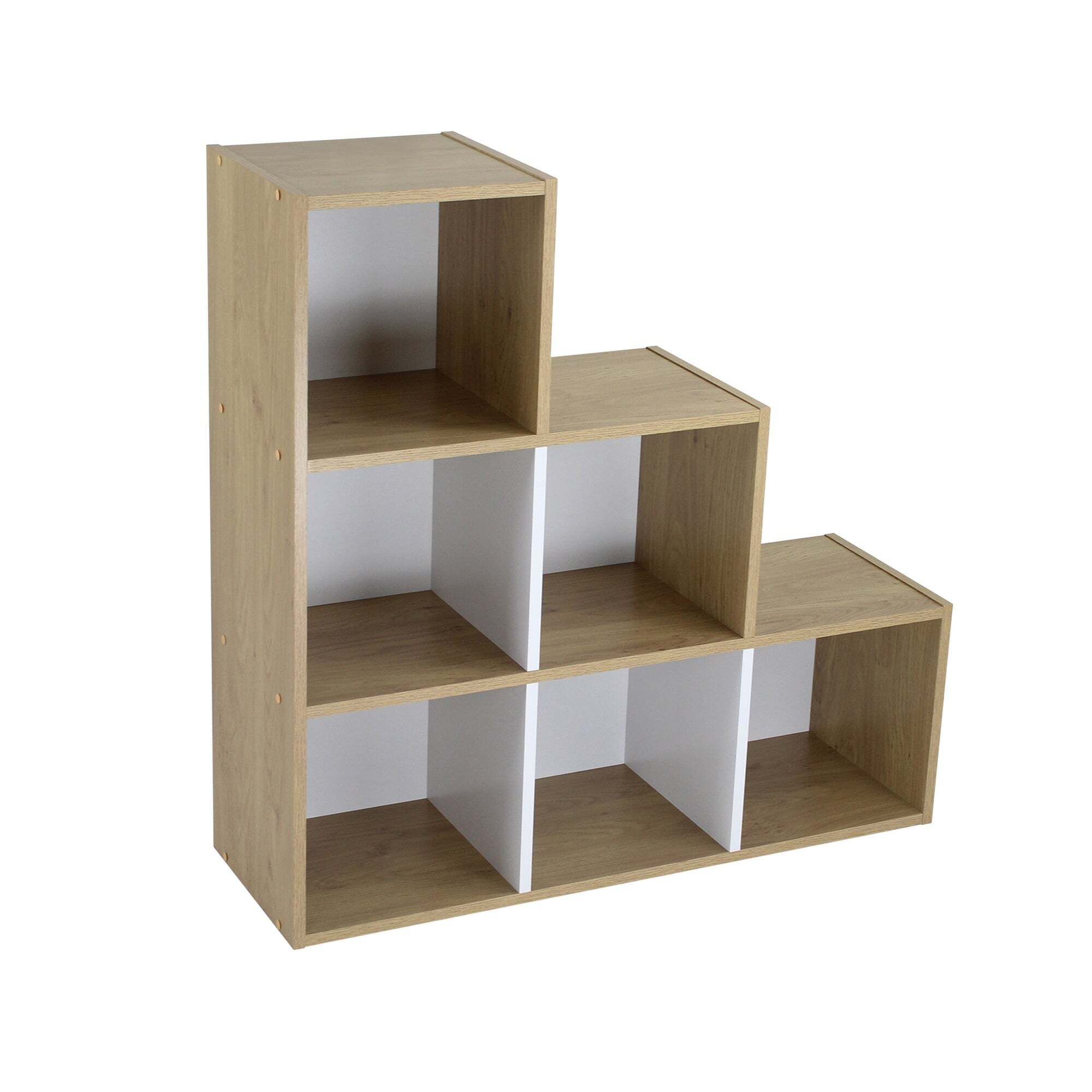 Rome Modular 6 Cube White and Oak Finish Cube Shelving Unit Brown