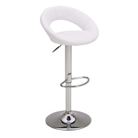 Knox Adjustable Height Swivel Bar Stool, Faux Leather White