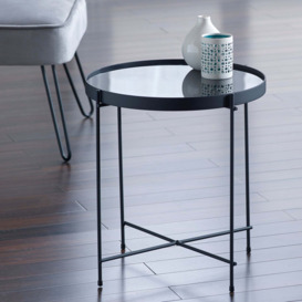 Oakland Mirrored Side Table Black