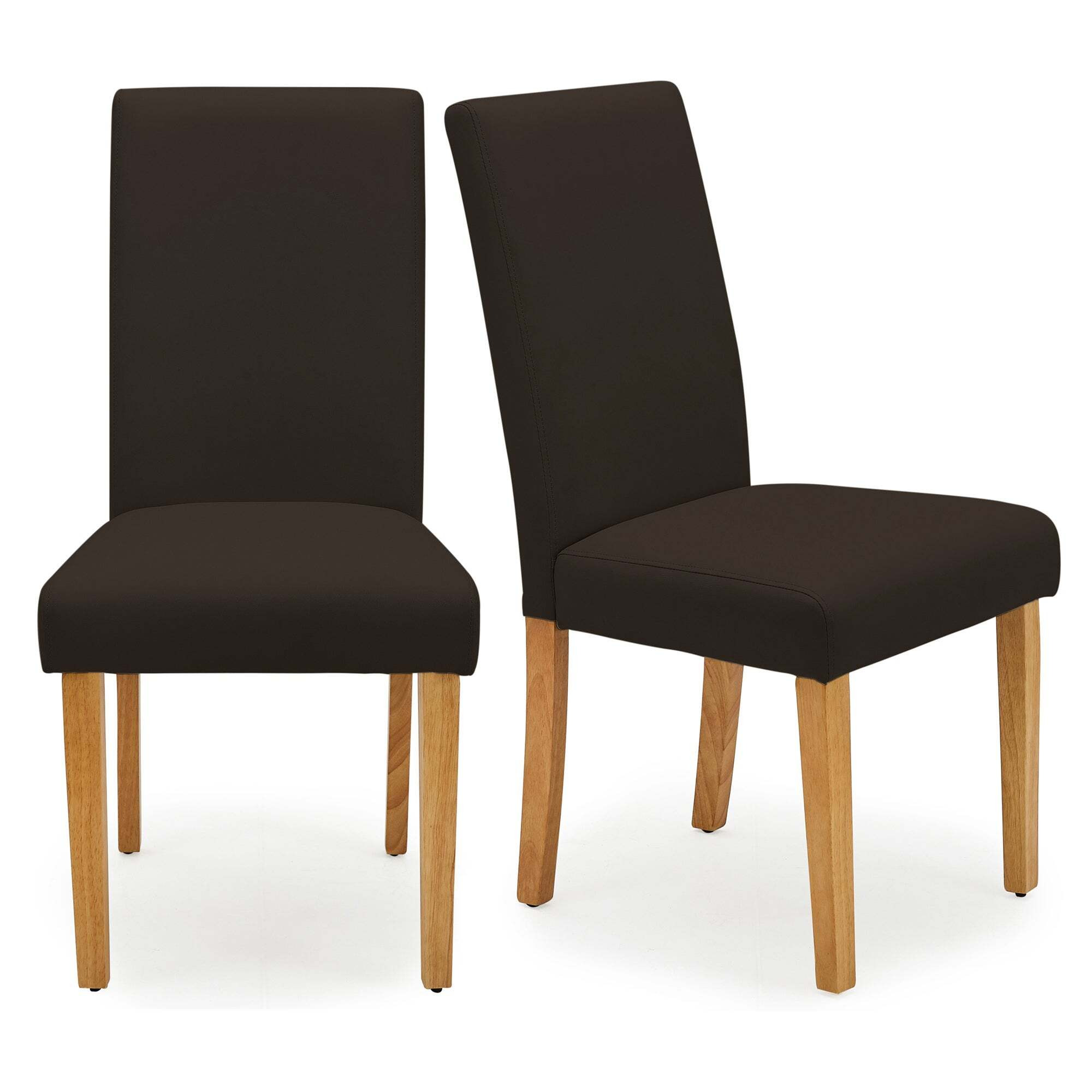 Hugo Set of 2 Dining Chairs, Faux Leather Brown