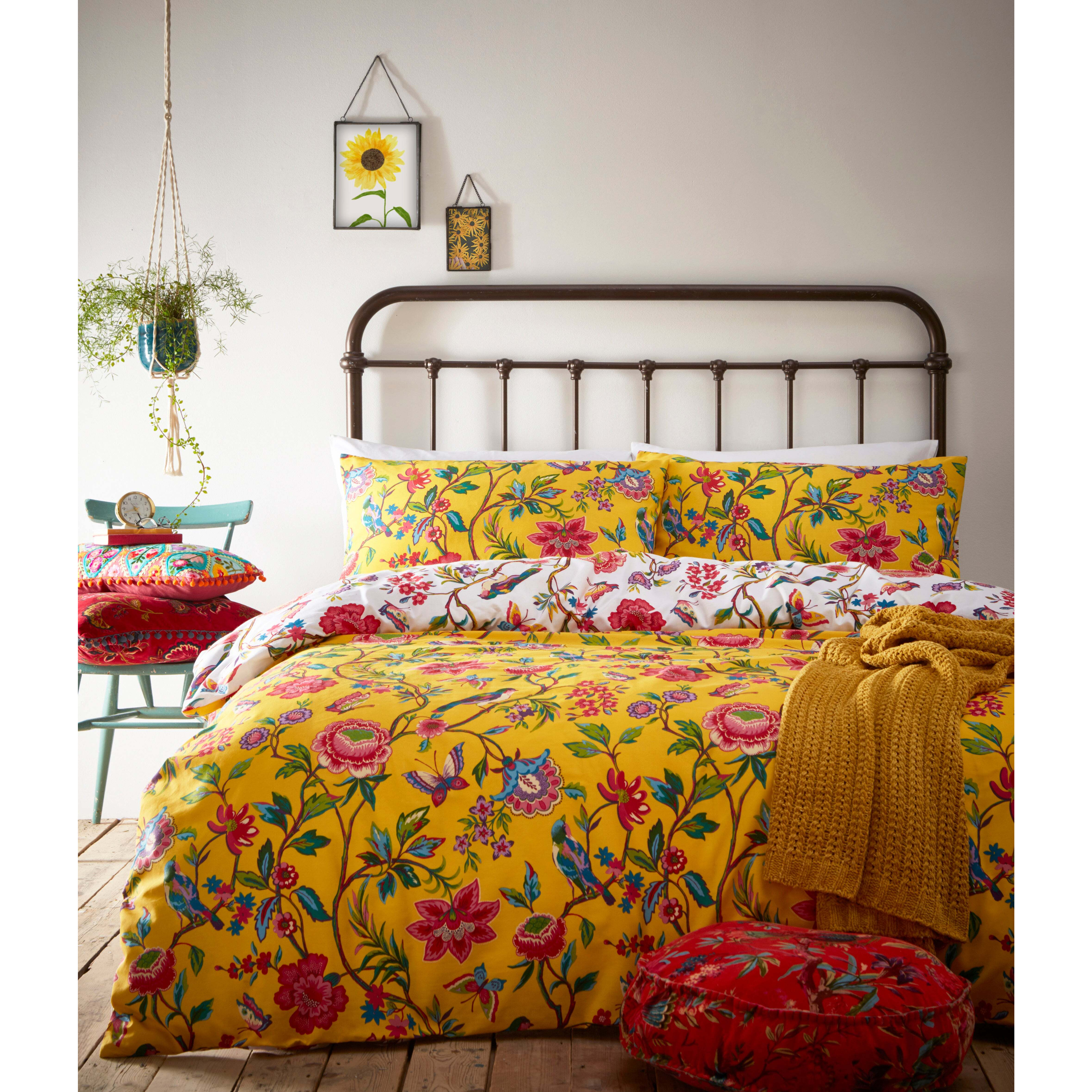 furn. Pomelo Yellow Reversible Duvet Cover and Pillowcase Set Yellow