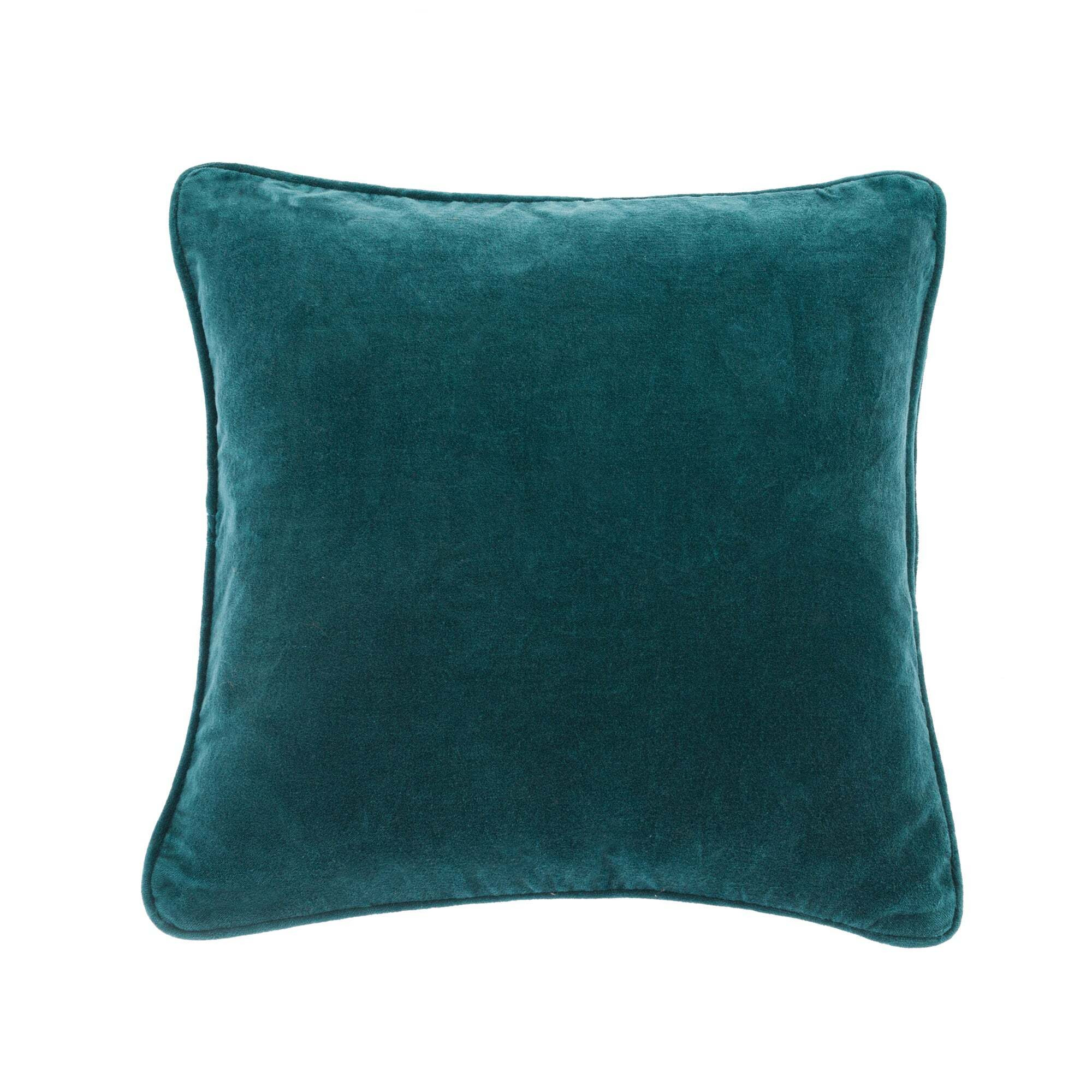 Clara Cotton Velvet Square Cushion Teal Blue