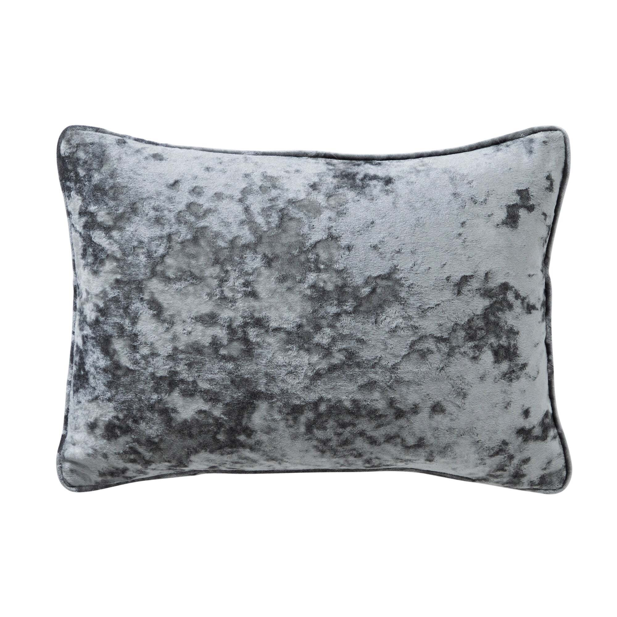 Crushed Velour Rectangular Cushion Grey