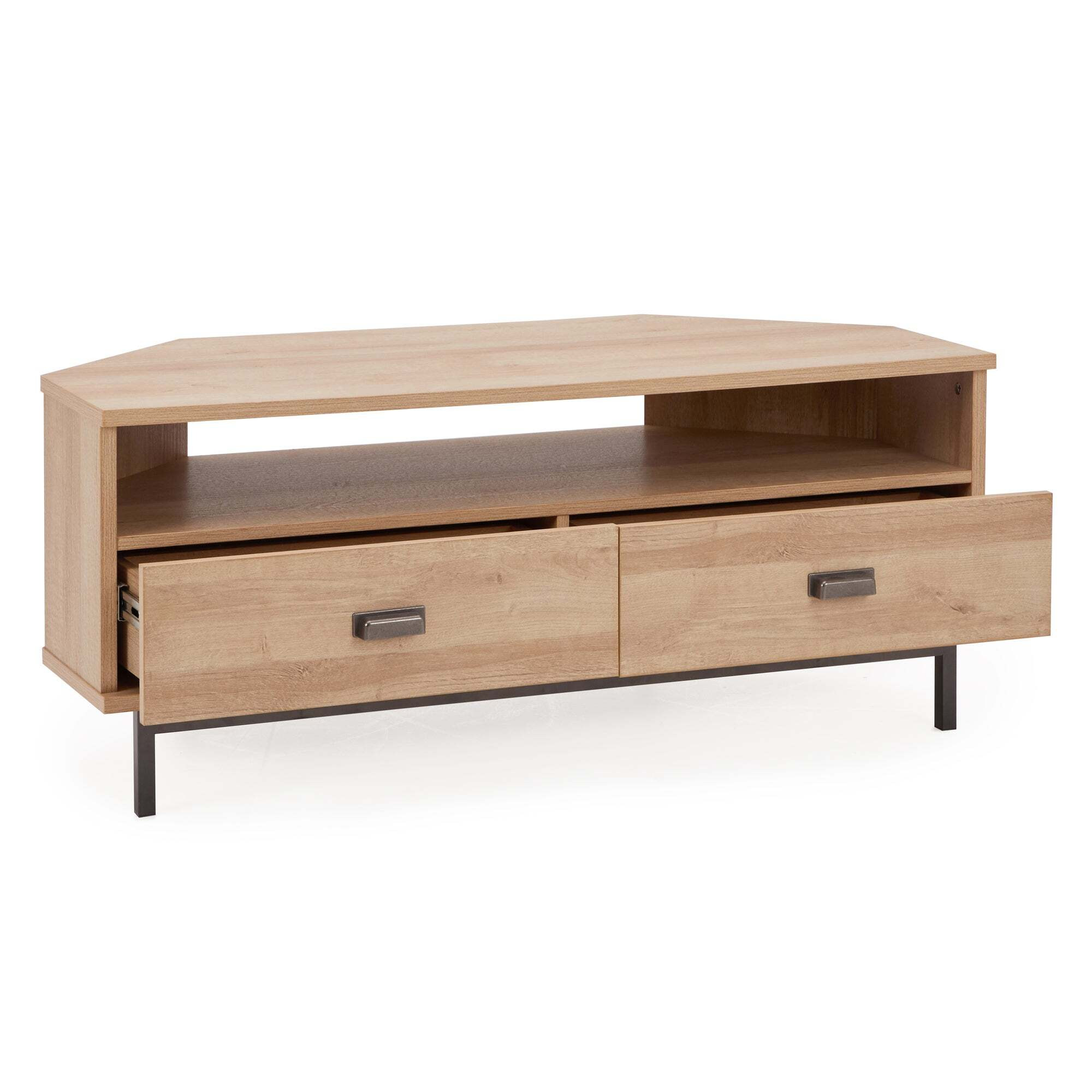 Fulton Oak Effect Corner TV Stand Light Oak