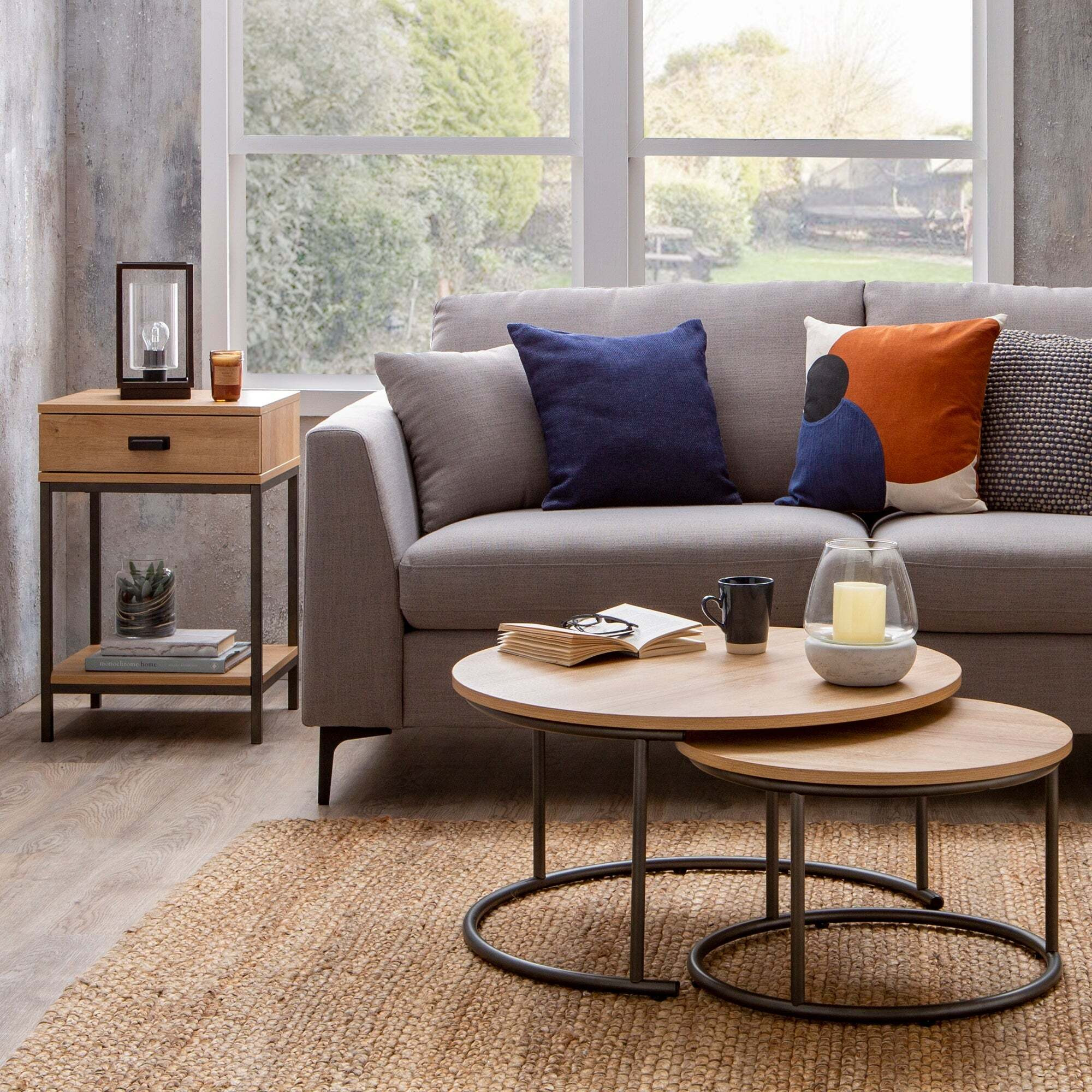 Fulton Coffee Nest of Tables Oak Effect Light Oak