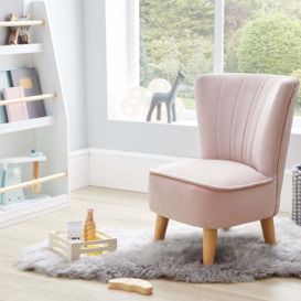Kid's Miniature Eva Velvet Cocktail Chair Blush Blush by Dunelm