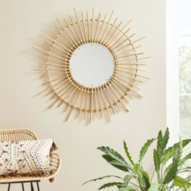 Bamboo Round Wall Mirror, Natural 81cm Brown