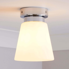 Delavin 1 Light Pendant Frosted Glass Flush Ceiling Fitting Silver