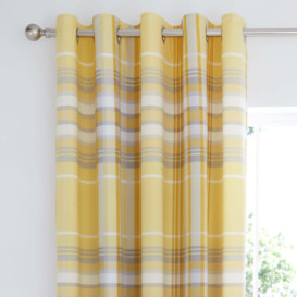 Ovie Ochre Blackout Eyelet Curtains Yellow, Blue and White