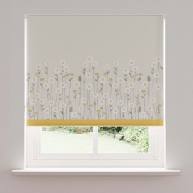 Scandi Flowers Natural Blackout Roller Blind Grey, White and Yellow