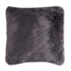 Fluffy Faux Fur Cushion Cover Charcoal