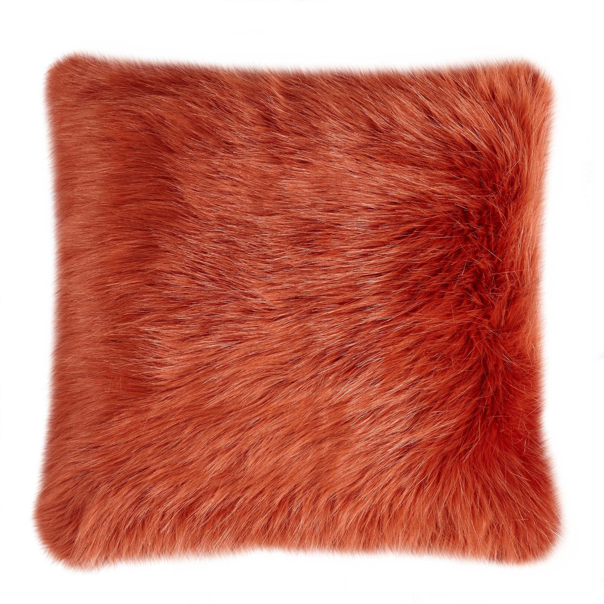 Fluffy Faux Fur Cushion Cover Red