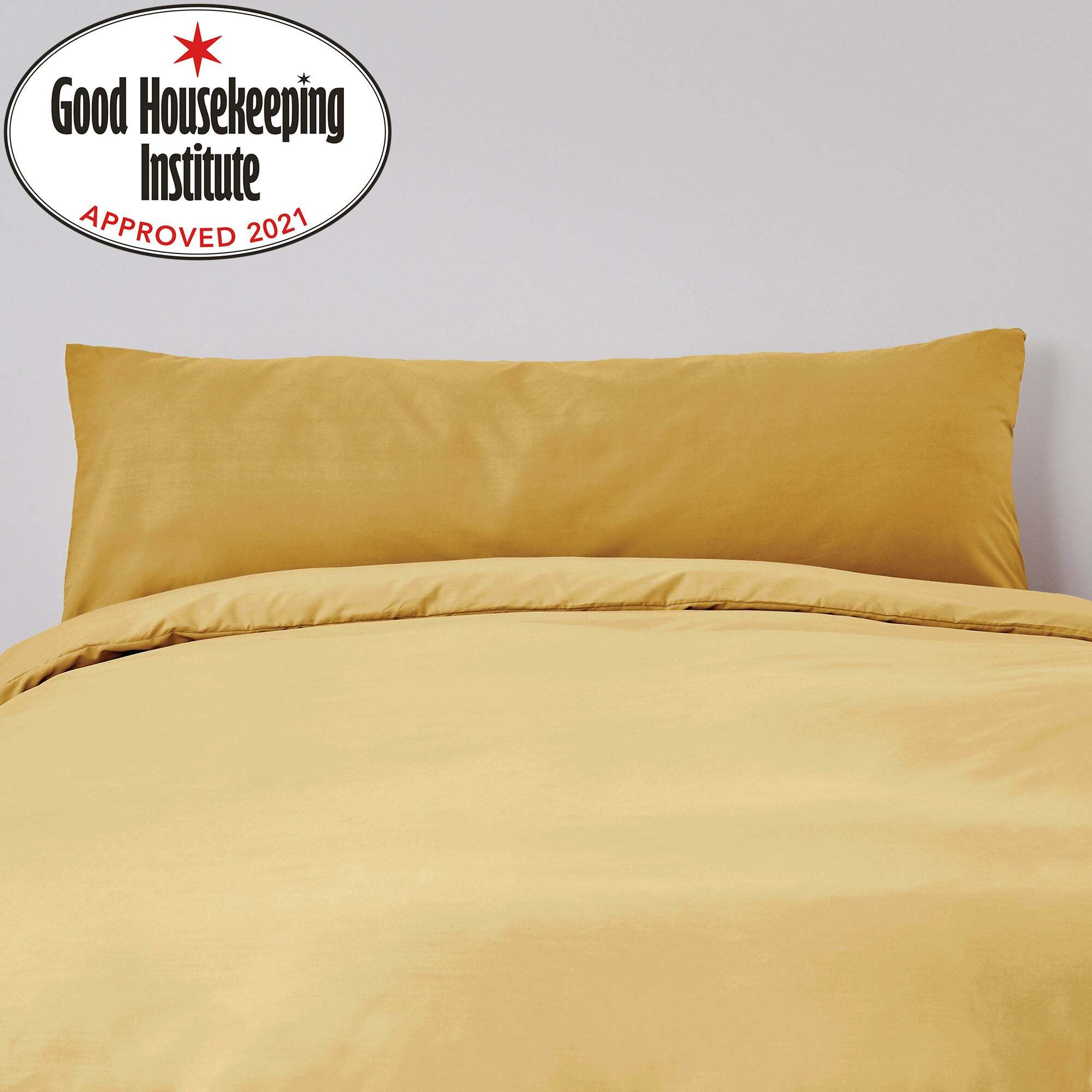 Non Iron Plain Dye Mustard Large Bolster Pillowcase Yellow
