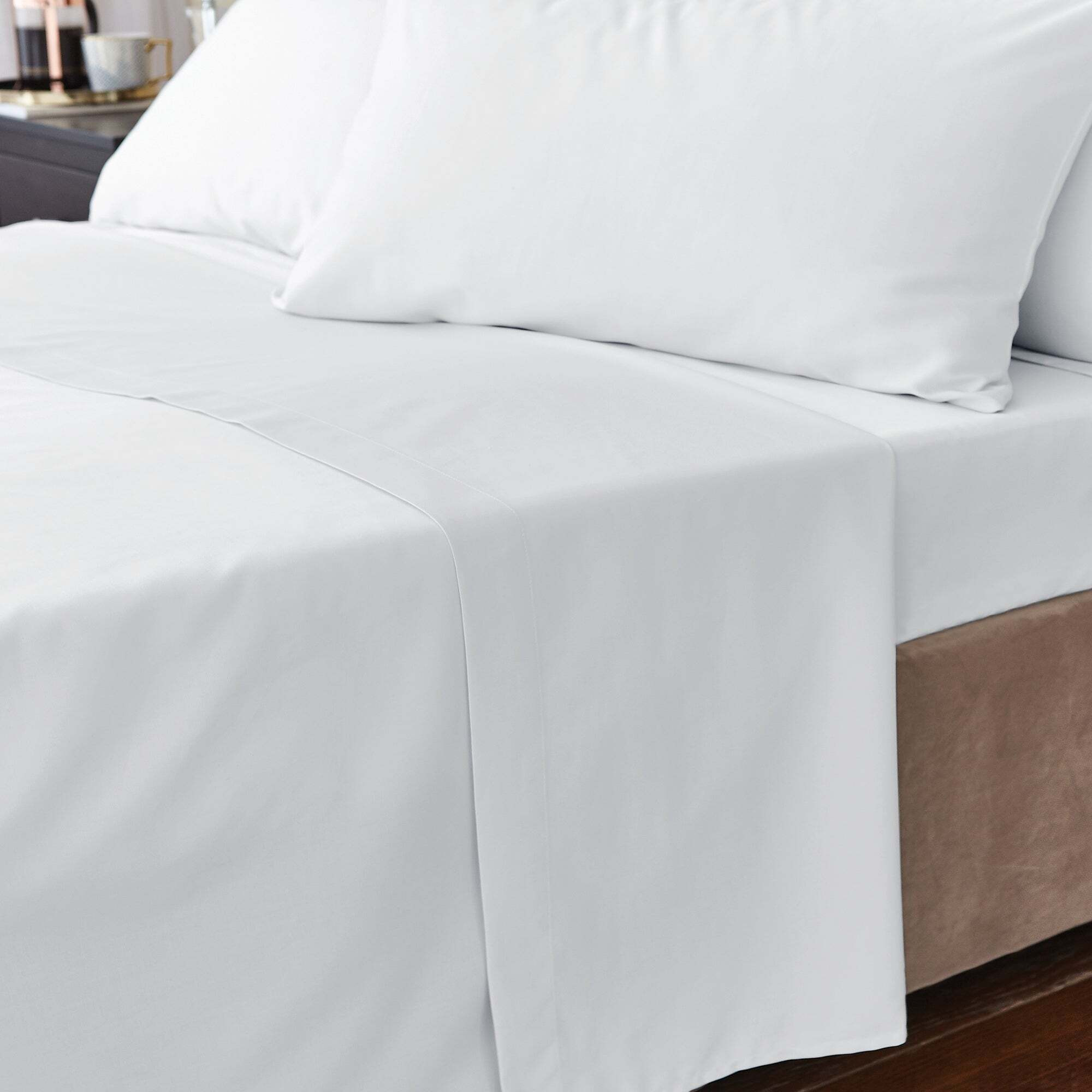Hotel Cotton 230 Thread Count Sateen Flat Sheet White