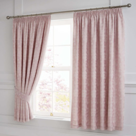 "Serene Blossom Blush 3"" Pencil Pleat Curtains Blush Pink"