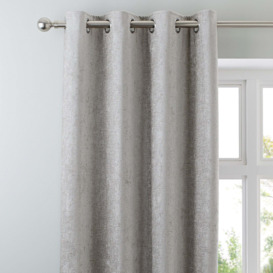 Chenille Silver Eyelet Curtains Silver