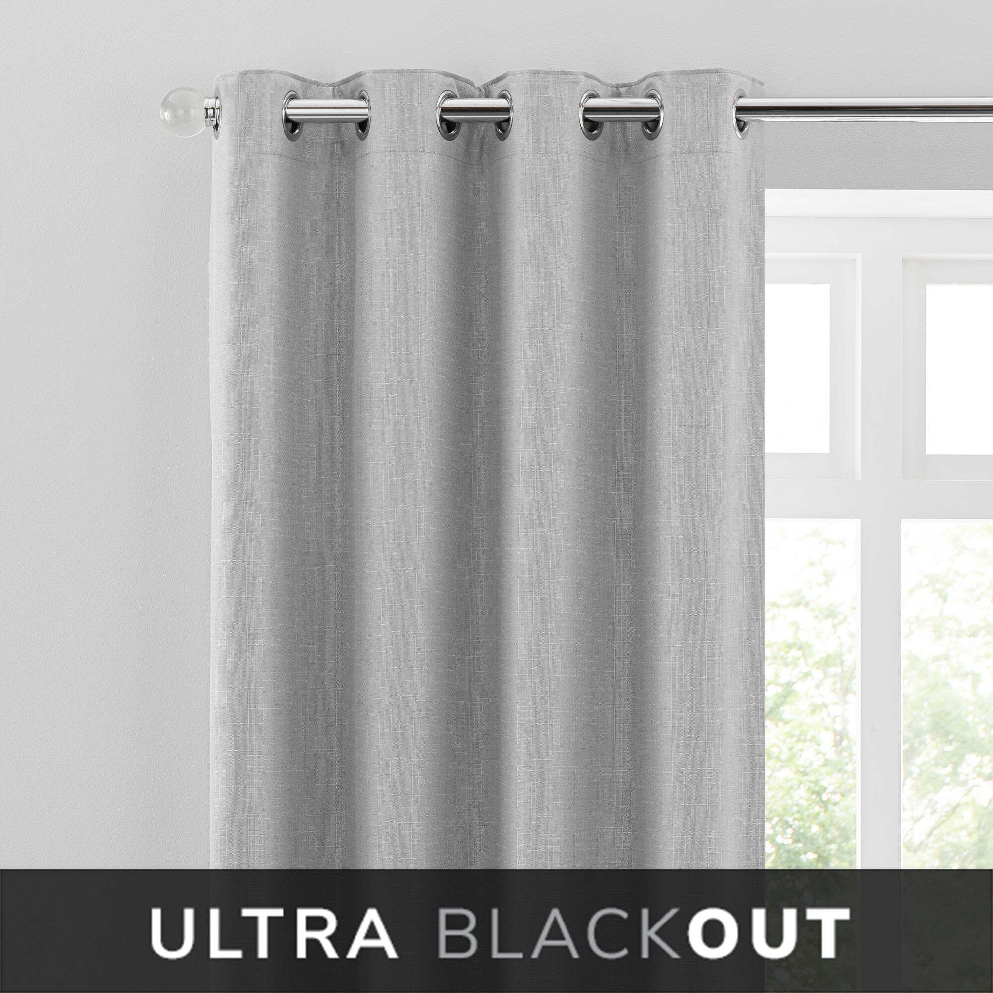 Montreal Grey Thermal Ultra Blackout Eyelet Curtains Grey