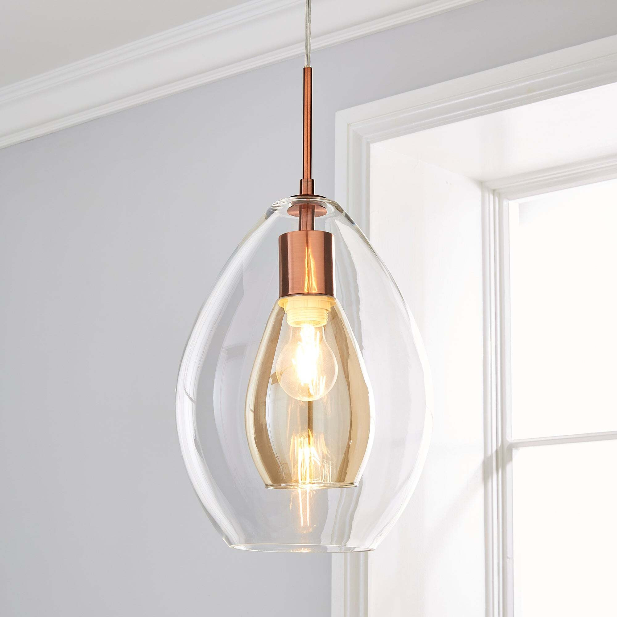 Eden Pendant Ceiling Fitting Copper Clear