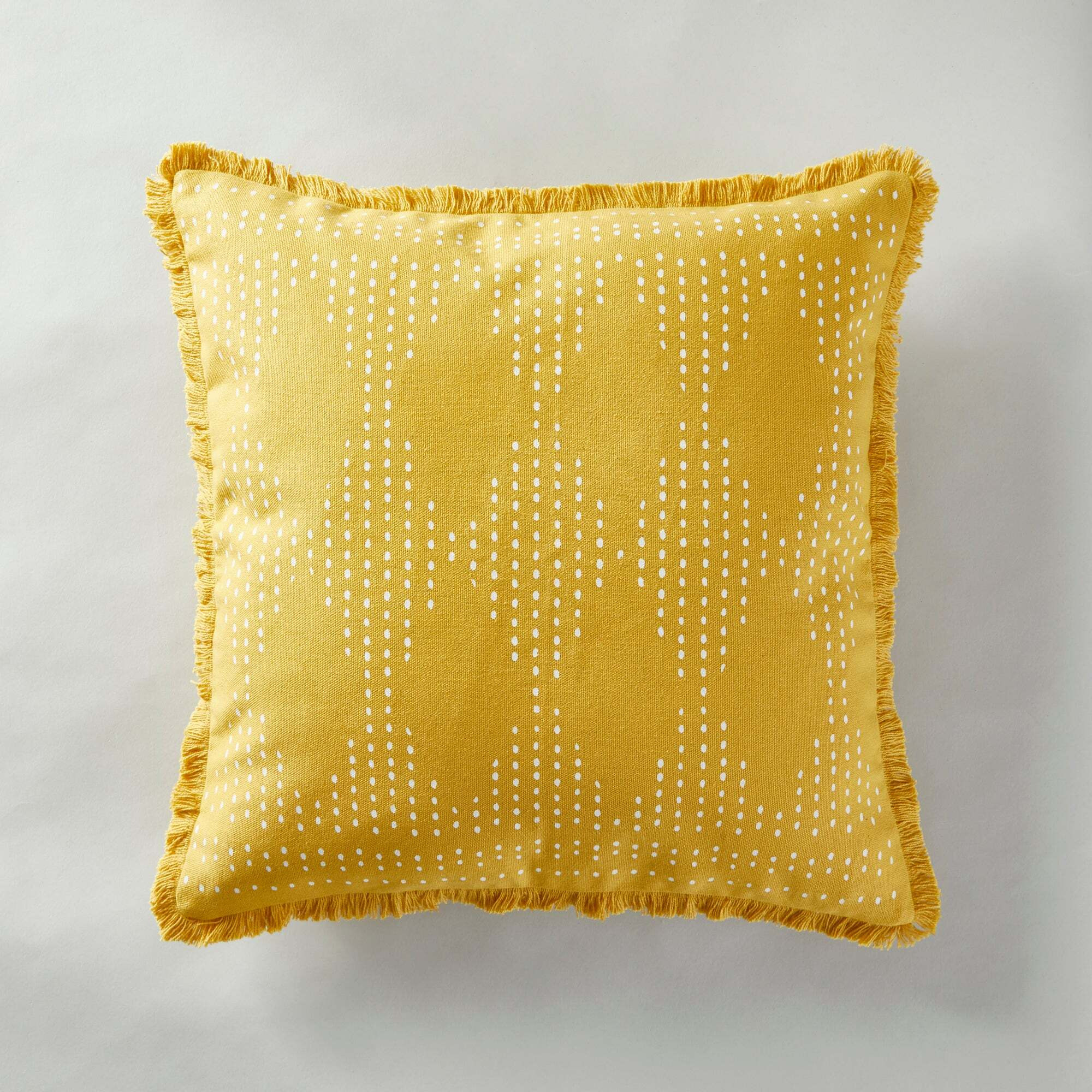 Fringed Diamond Geometric Cushion Cover Gold