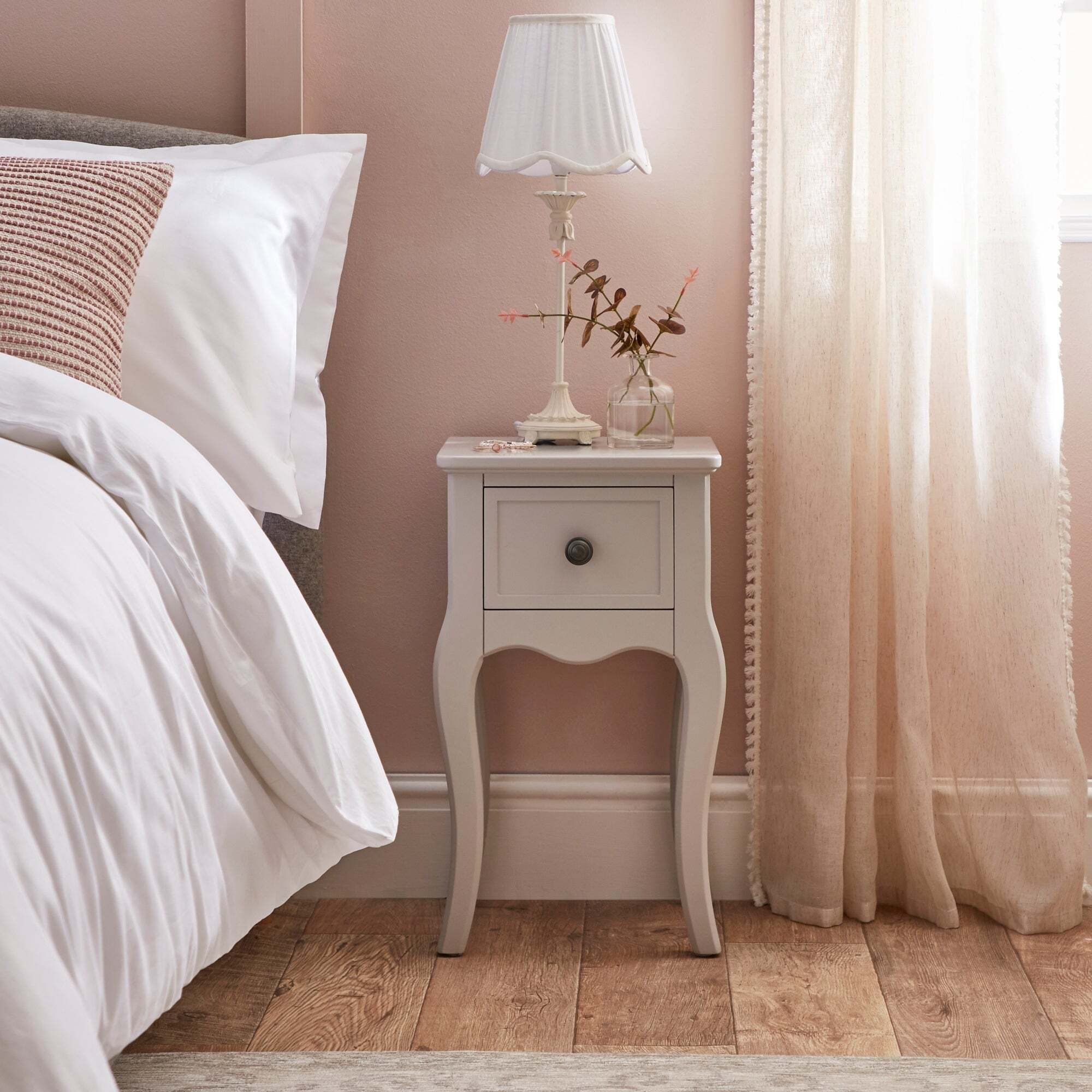 Clara 1 Drawer Bedside Table, Grey Grey