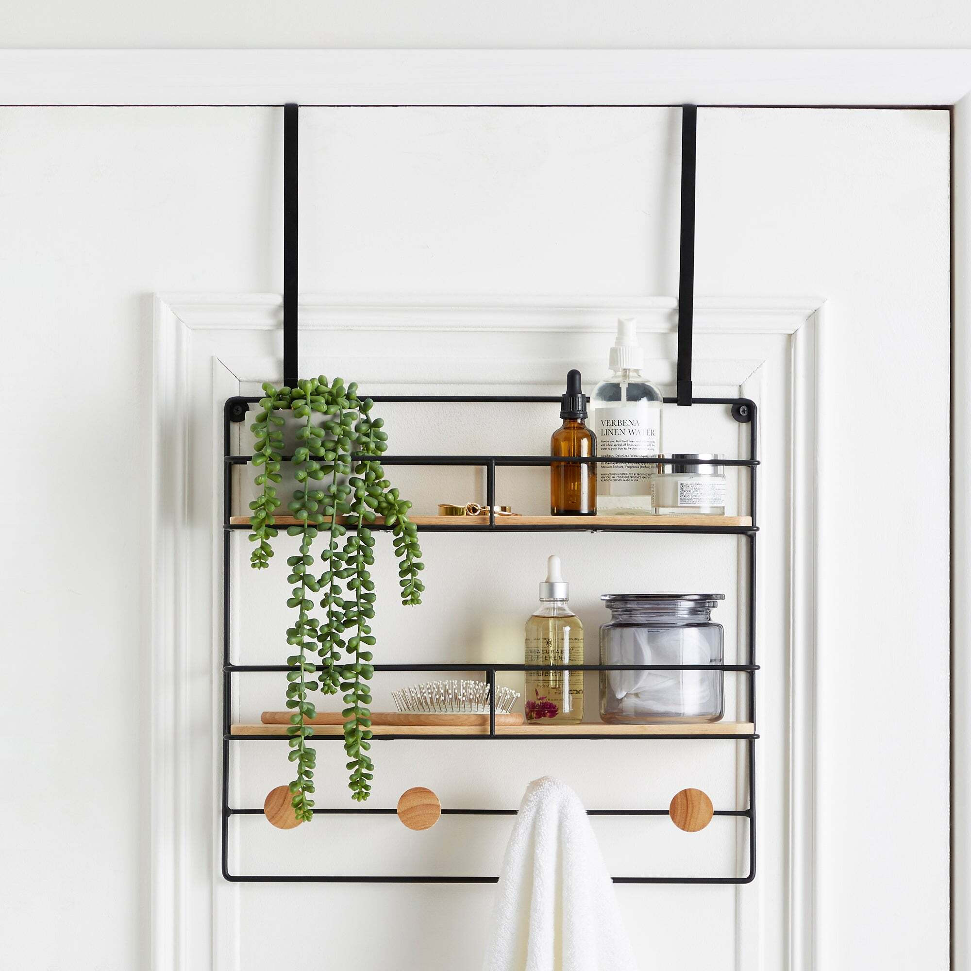 -Purpose Bamboo Over Door Storage Basket Brown
