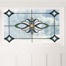 Blue Meridan Static Stained Glass Decal Blue/Green/Beige