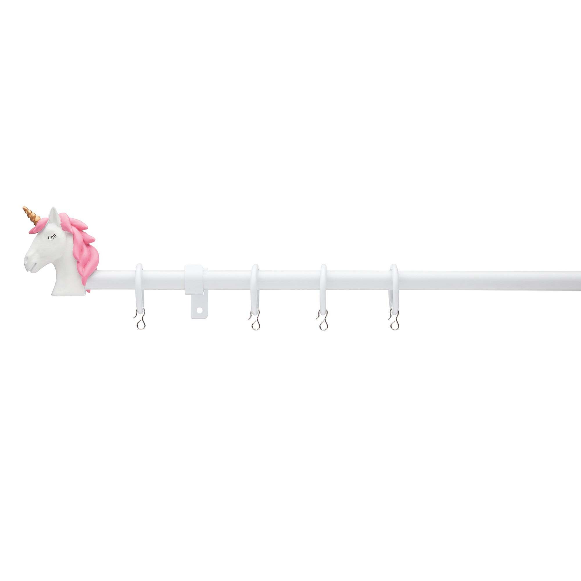 Unicorn Extendable Eyelet Curtain Pole Dia. 19mm Pink and White