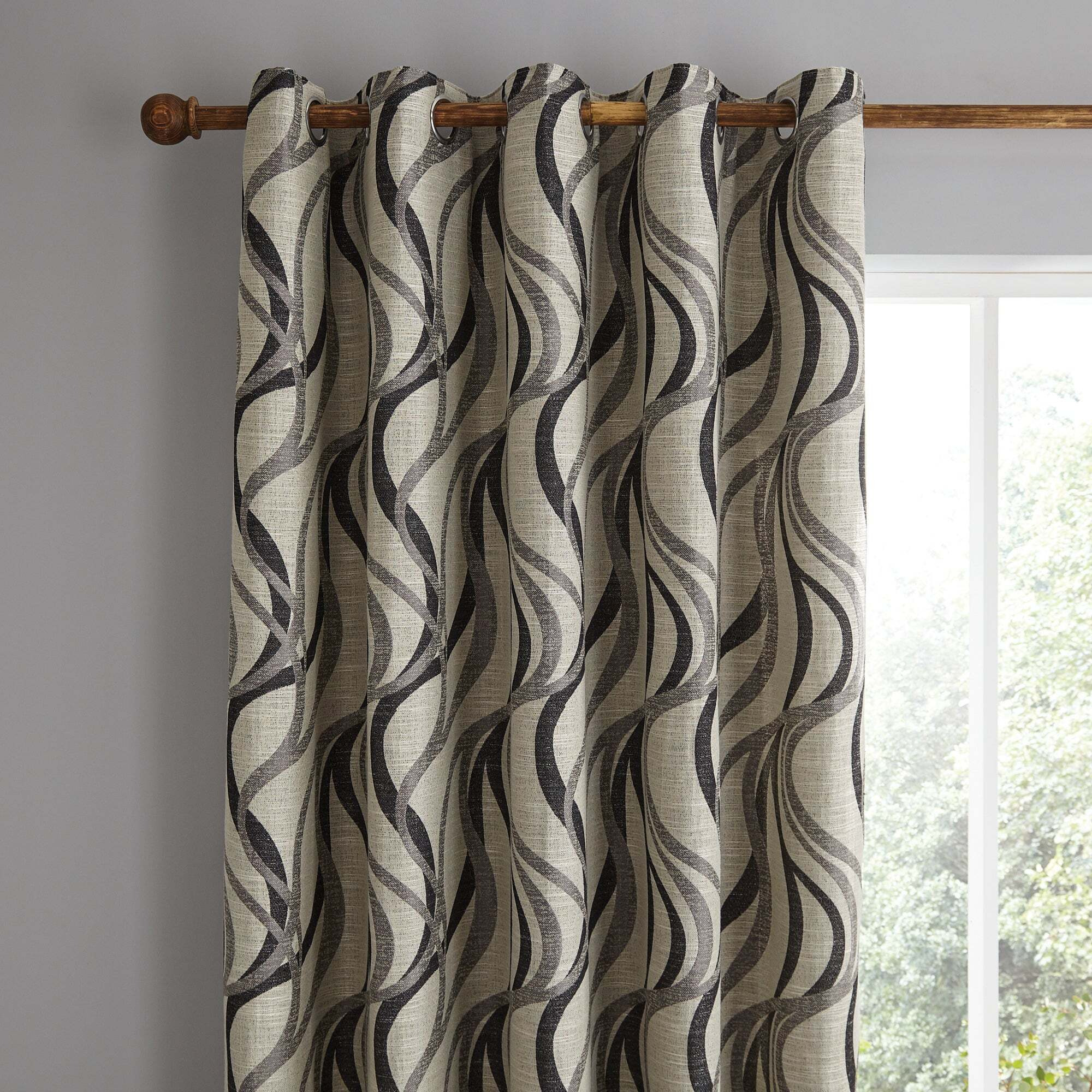 Mirage Charcoal Eyelet Curtains Charcoal