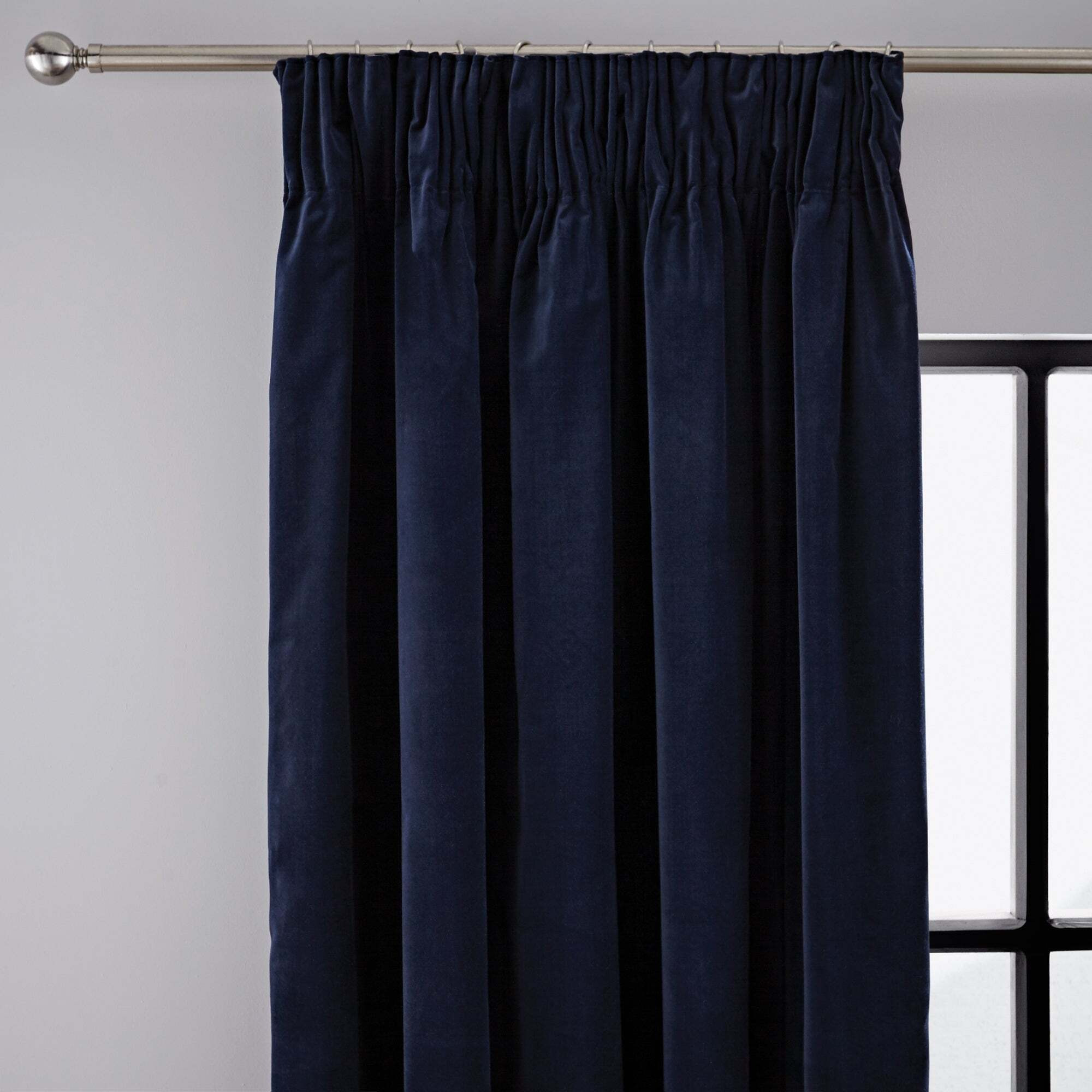 Peyton Indigo Pencil Pleat Curtains Blue