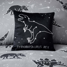 Space Dinosaur Black LED Light Up Cushion Black and White