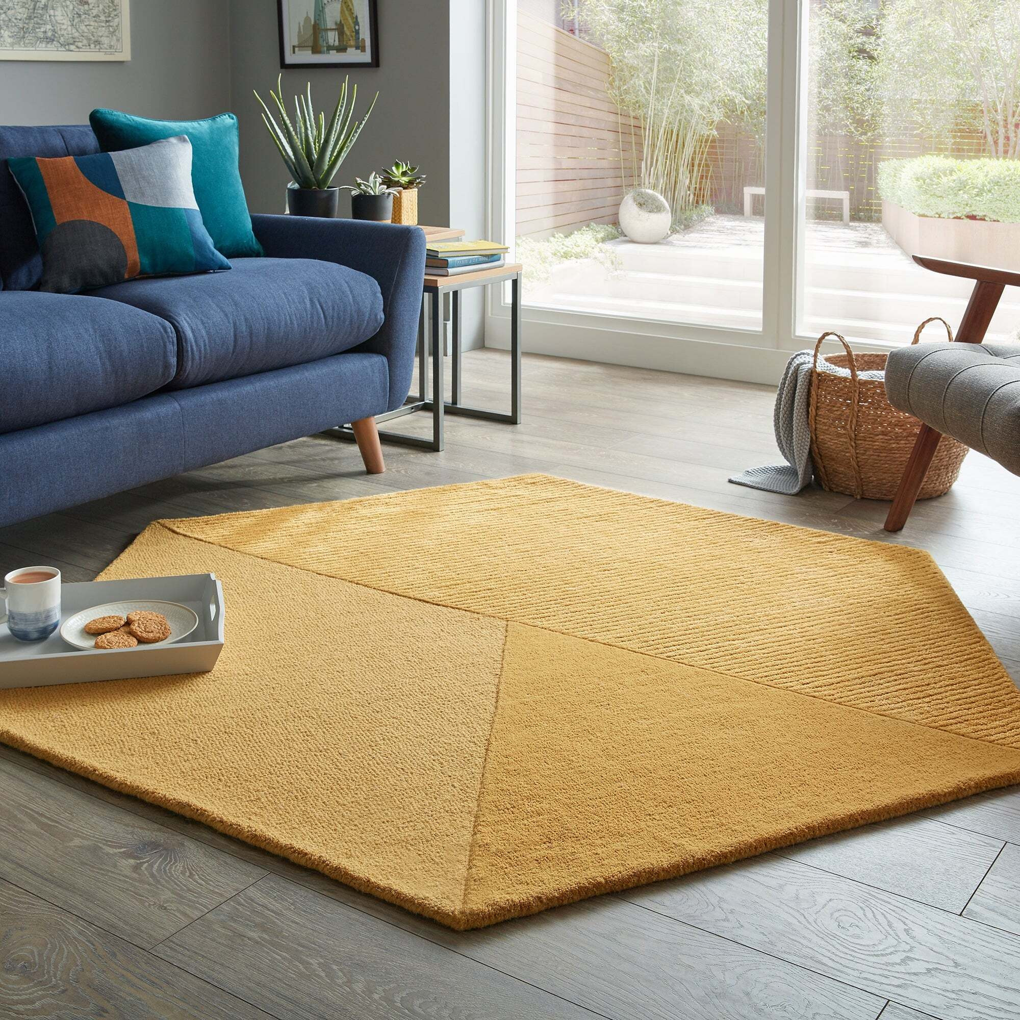 Rebel Wool Hexagon Rug Yellow