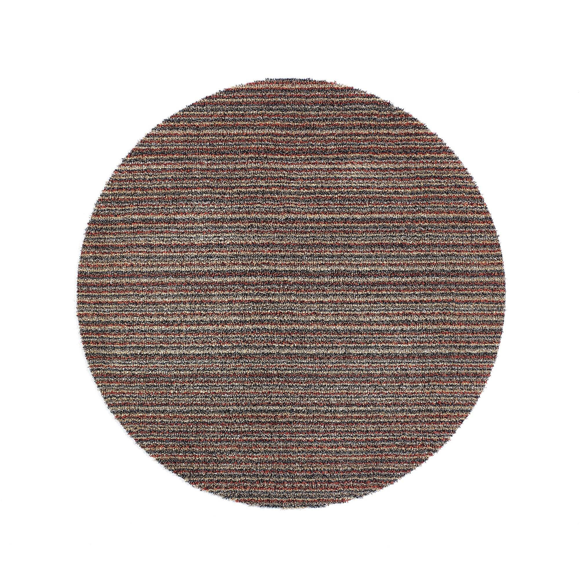 Marvel Stripe Round Washable Rug Grey, Brown and Yellow
