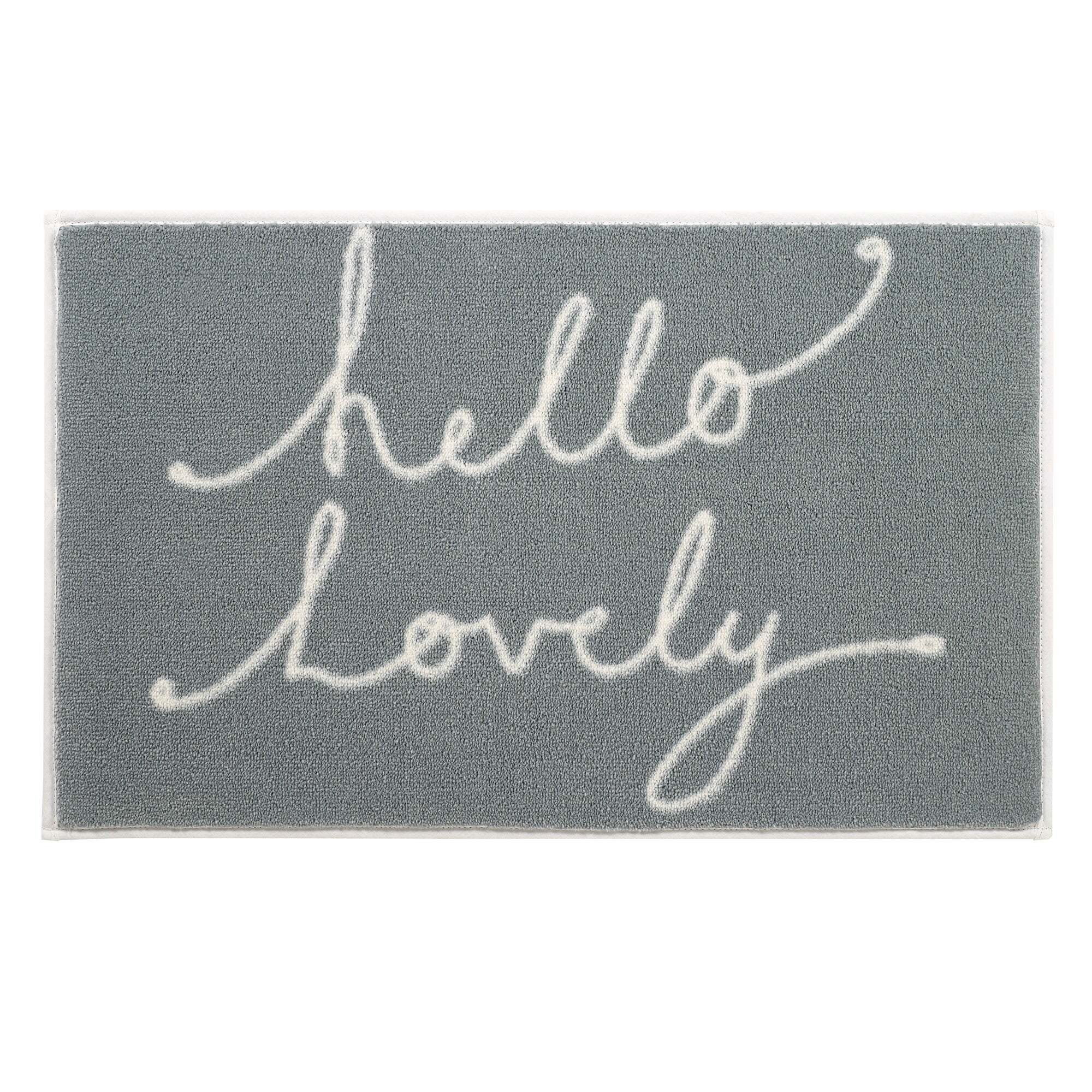 Hello Lovely Blue Bath Mat Blue