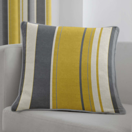 Whitworth Striped Cushion Yellow, Grey and White