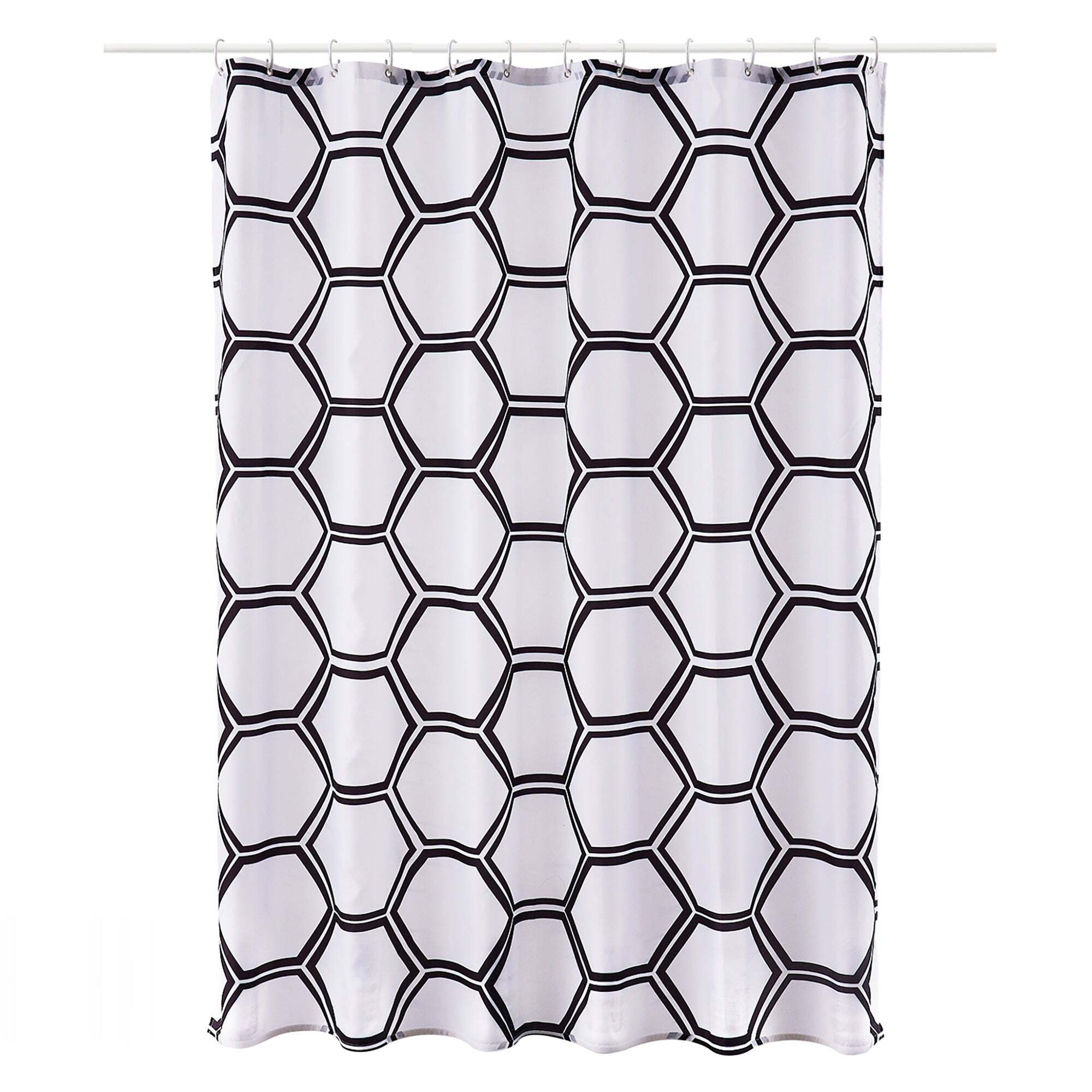 Honeycomb Shower Curtain White and Black