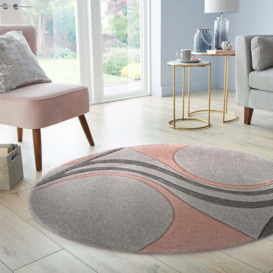 Mirage Round Rug Grey and Pink