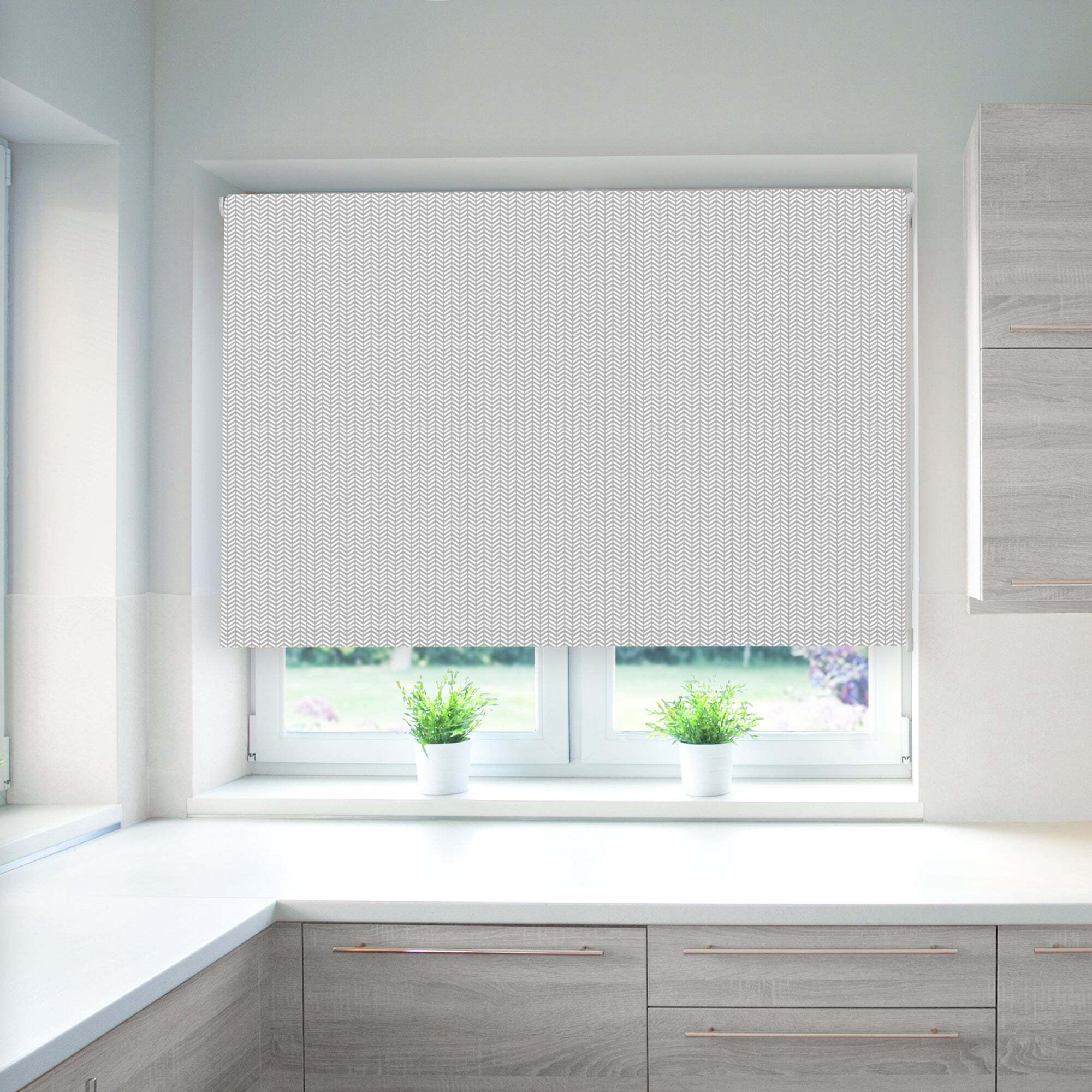 Chevron Grey Blackout Roller Blind Grey