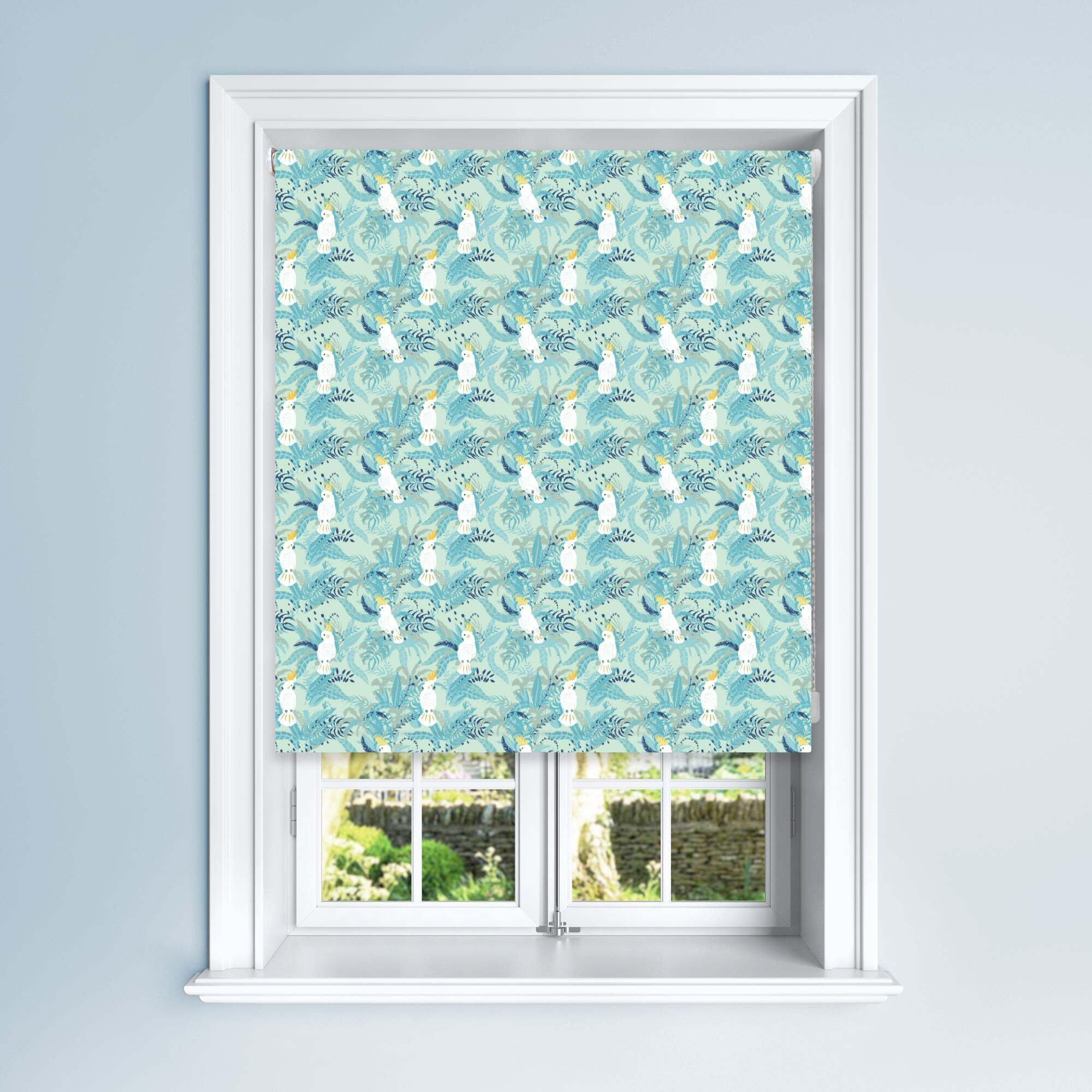 Blue Cockatoo Blackout Roller Blind Blue, White and Yellow