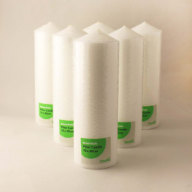 Pack of 6 Essentials White Pillar Candles, 10cm x 30cm White