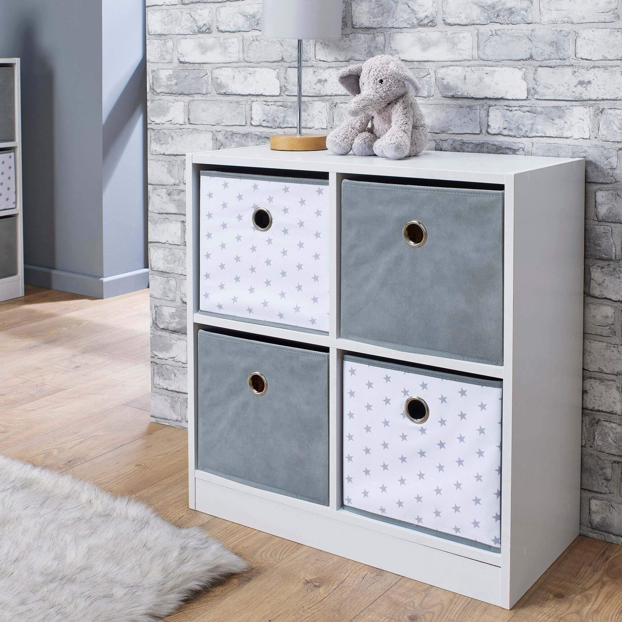 Grey Star 4 Cube Storage Unit White and Grey