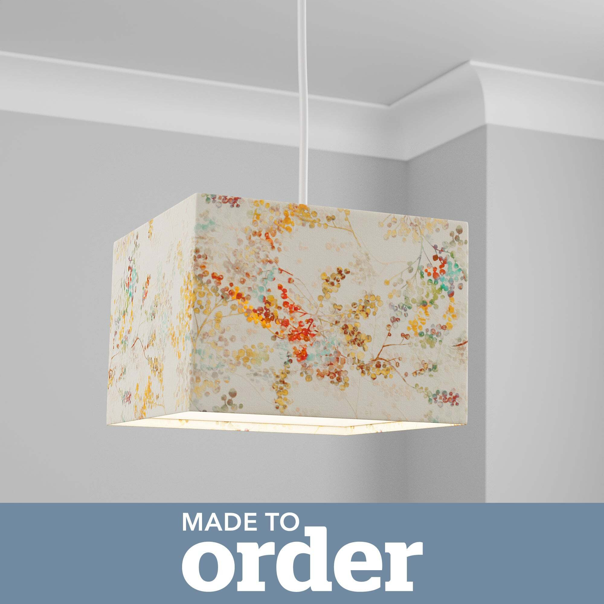 Made to Order 30cm Square Lamp Shade Orange, Yellow and Blue