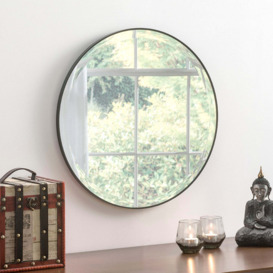 Yearn Round Minimal Wall Mirror, Black 46cm Black