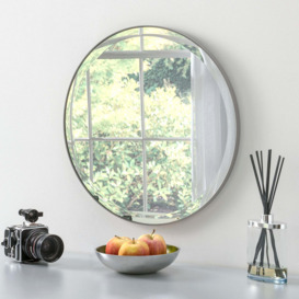Yearn Round Minimal Wall Mirror, Grey 46cm Grey