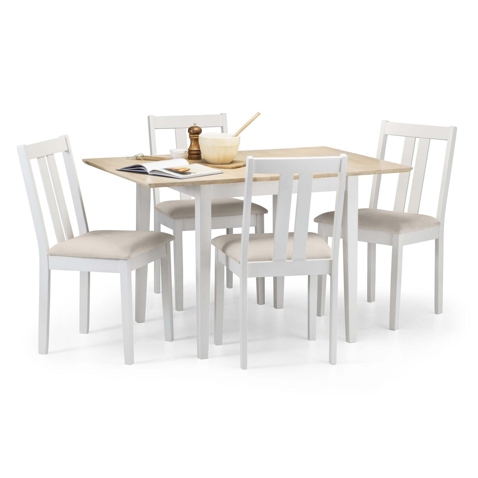 Rufford Square Extendable Dining Table with 4 Coast Chairs Cream