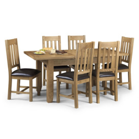 Astoria Rectangular Extendable Dining Table with 6 Chairs, Solid Oak Brown